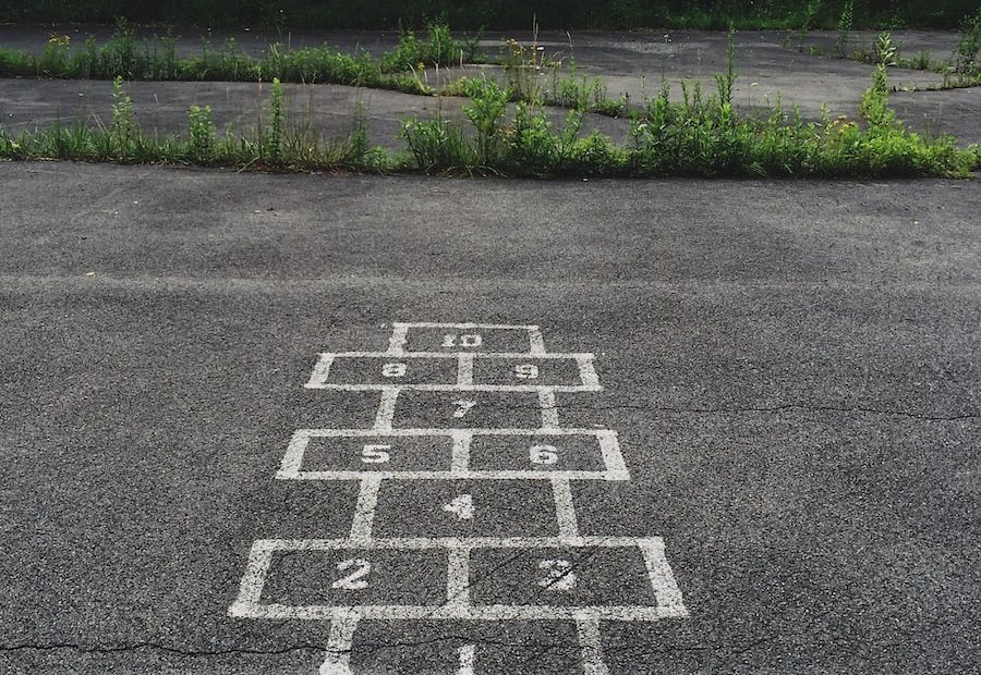 numbering start line on concrete floor